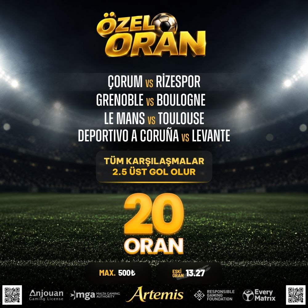 Artemisbet 20 oran özel oran