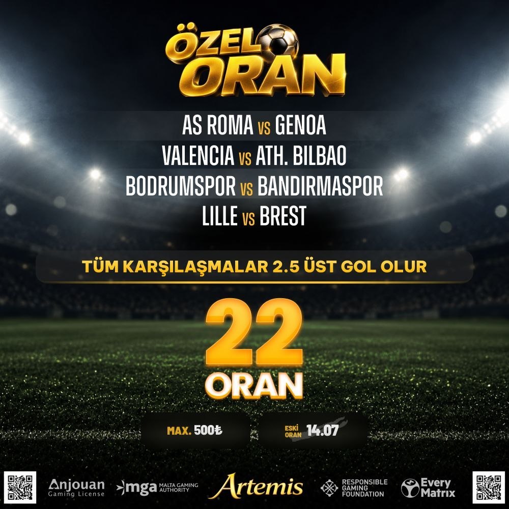 Artemisbet 22 oran özel oran