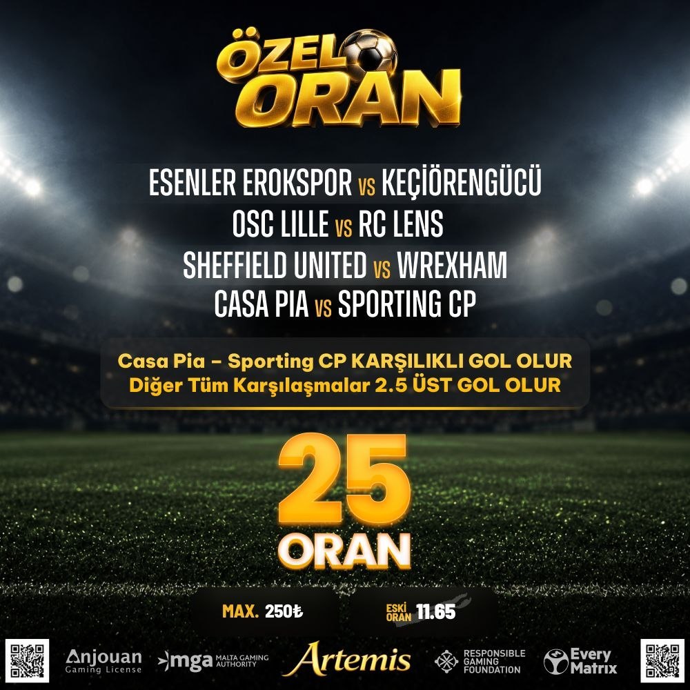 Artemisbet 25 oran özel oran