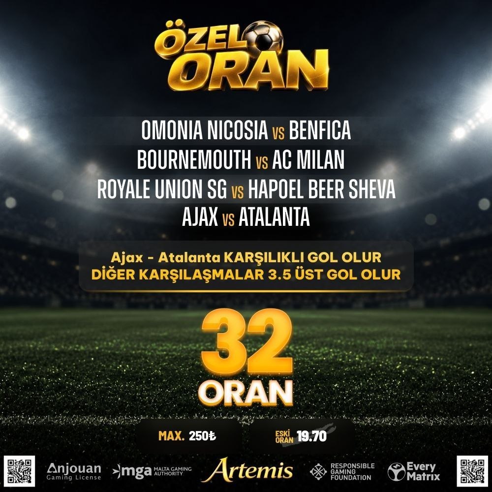 Artemisbet 32 oran özel oran