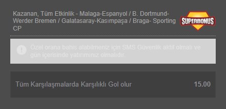 Betsmove 15 oran özel oran