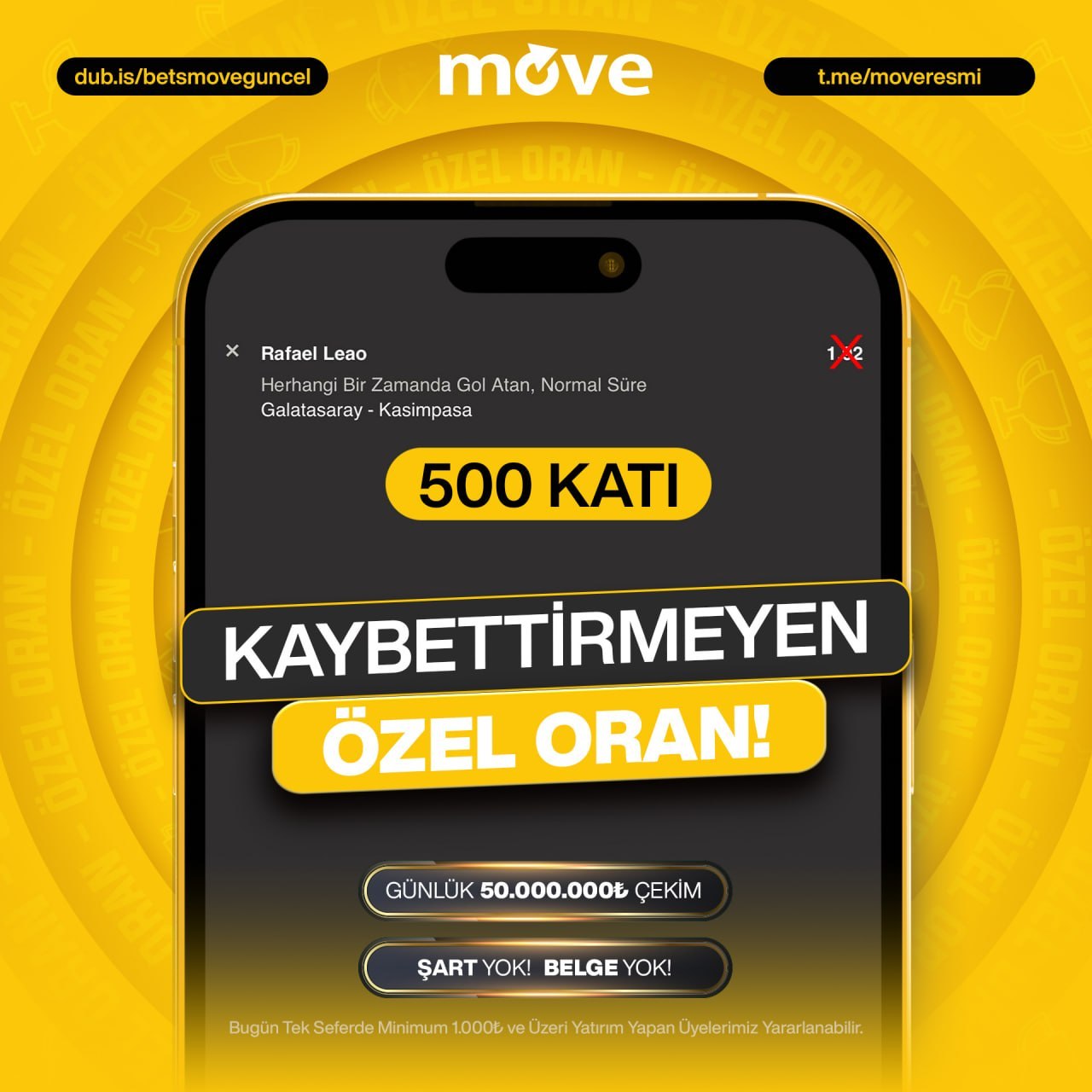 Betsmove 500 oran özel oran