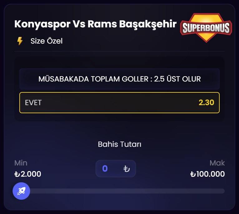 Bovbet 2,30 oran özel oran