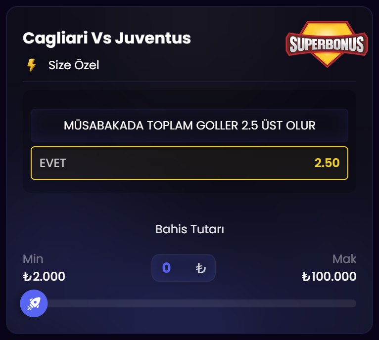 Bovbet 2,50 oran özel oran