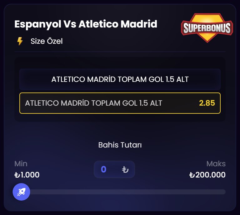Bovbet 2,85 oran özel oran