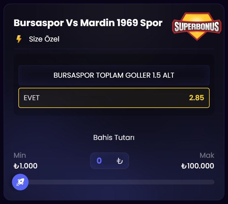 Bovbet 2,85 oran özel oran