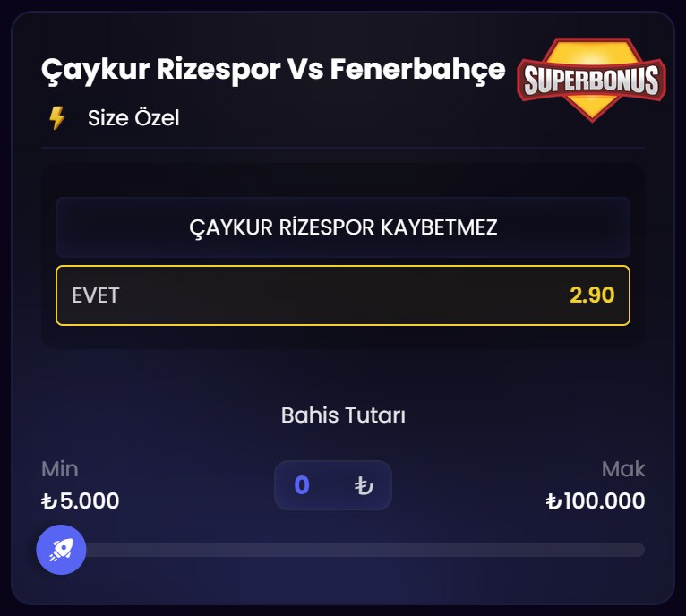 Bovbet 2,90 oran özel oran