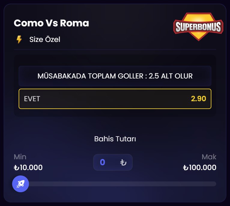 Bovbet 2,90 oran özel oran