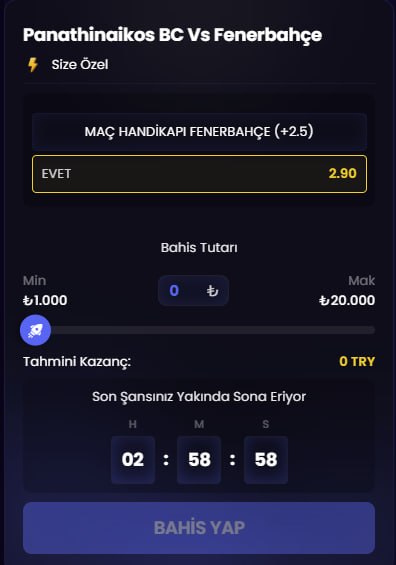 Bovbet 2,90 oran özel oran