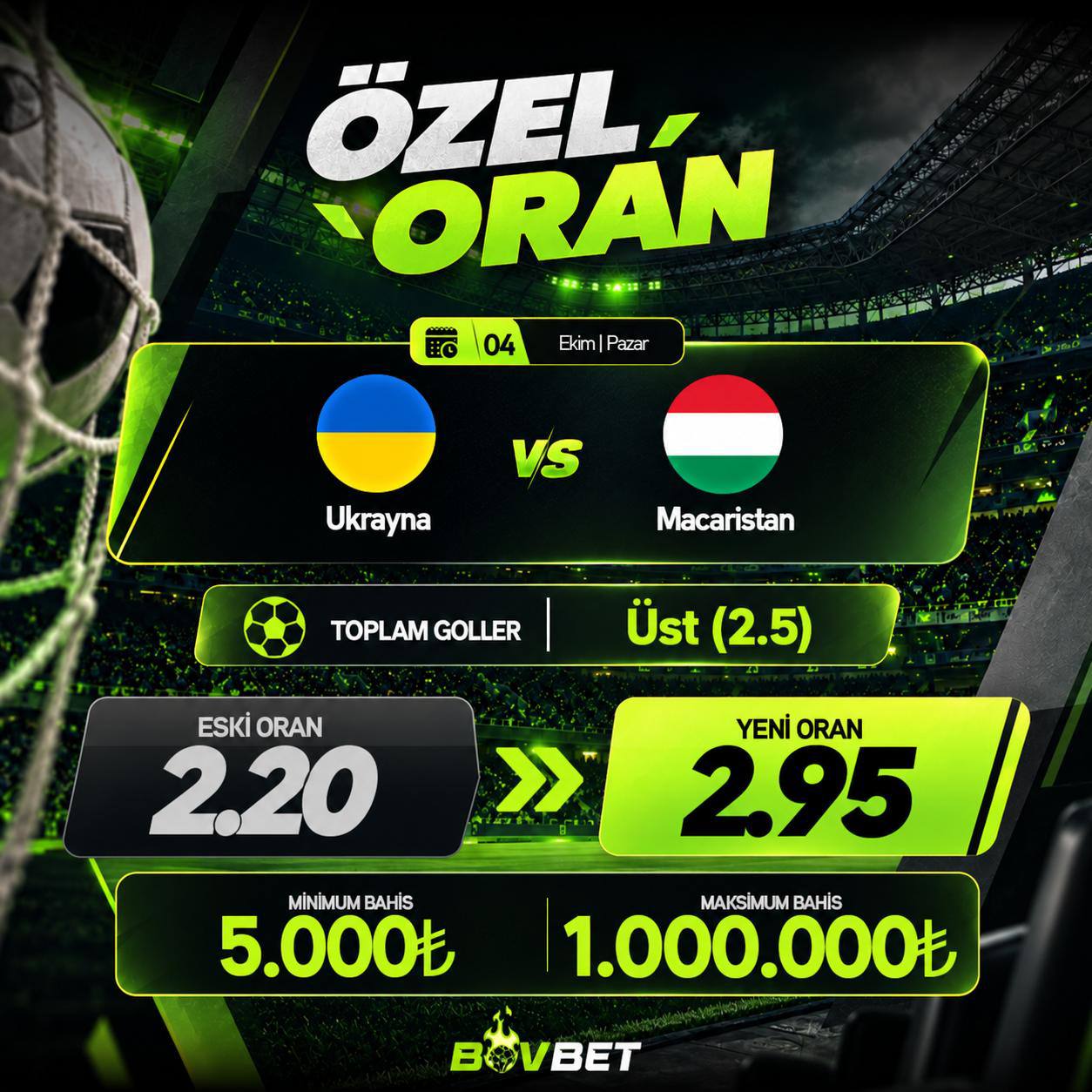 Bovbet 2,95 oran özel oran
