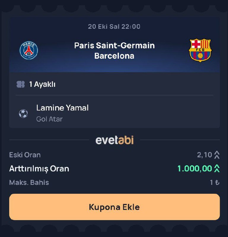 Evetabi 1.000 oran özel oran