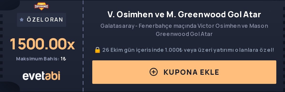 Evetabi 1.500 oran özel oran