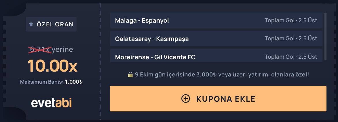 Evetabi 10 oran özel oran