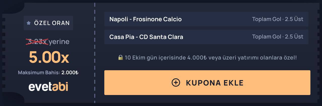 Evetabi 5 oran özel oran