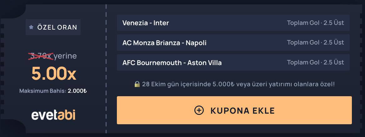 Evetabi 5 oran özel oran
