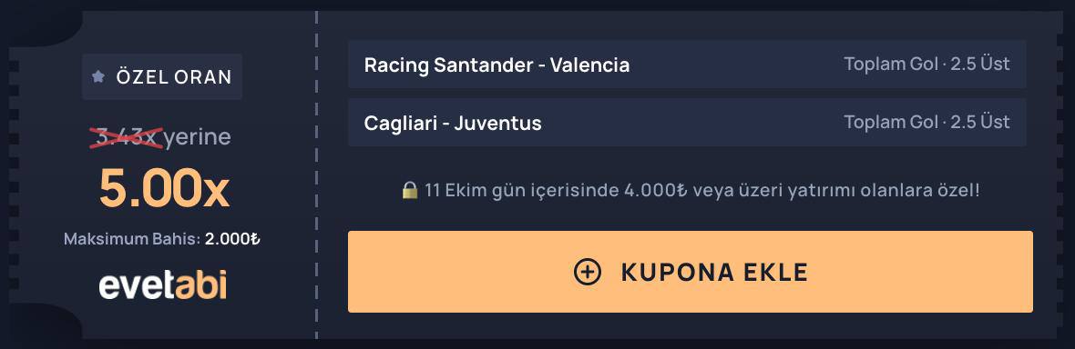 Evetabi 5 oran özel oran