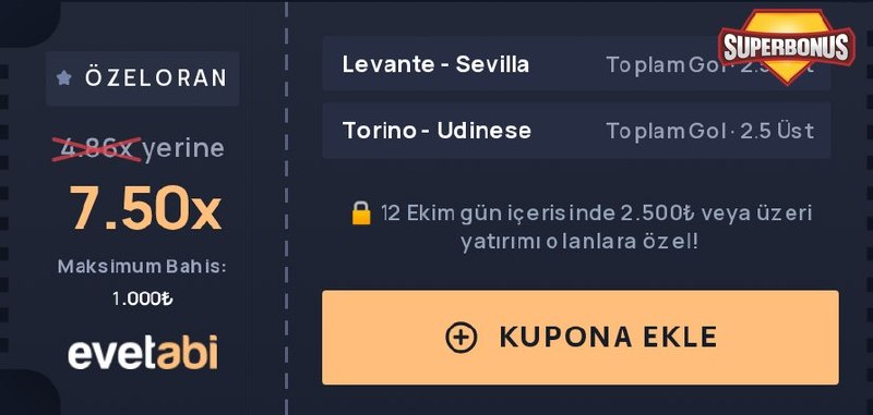 Evetabi 7,50 oran özel oran