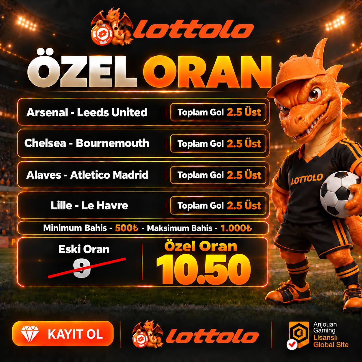 Lottolo 10,50 oran özel oran