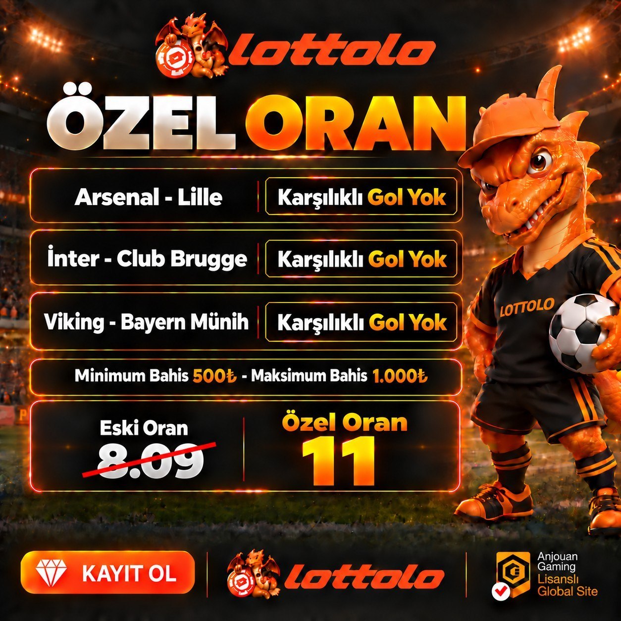 Lottolo 11 oran özel oran