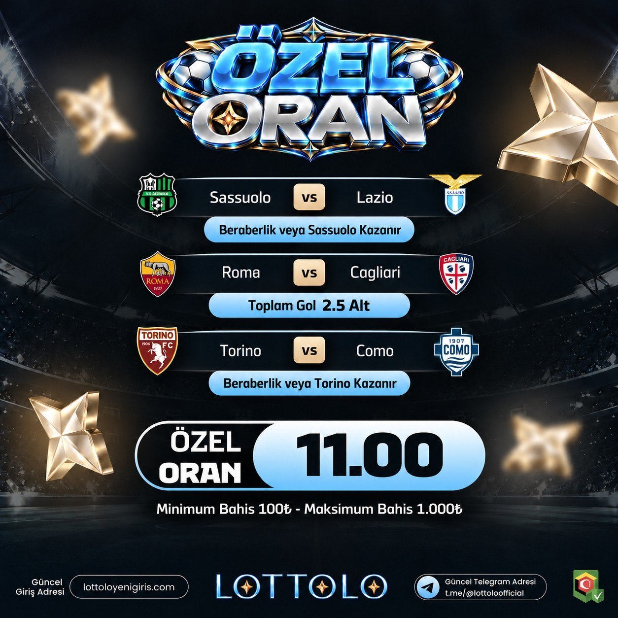 Lottolo 11 oran özel oran