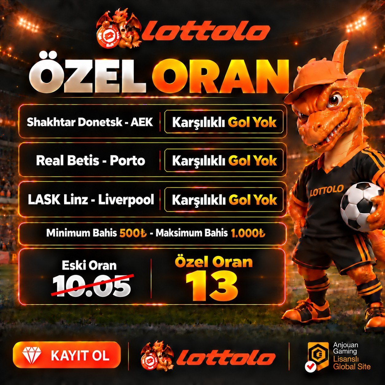 Lottolo 13 oran özel oran