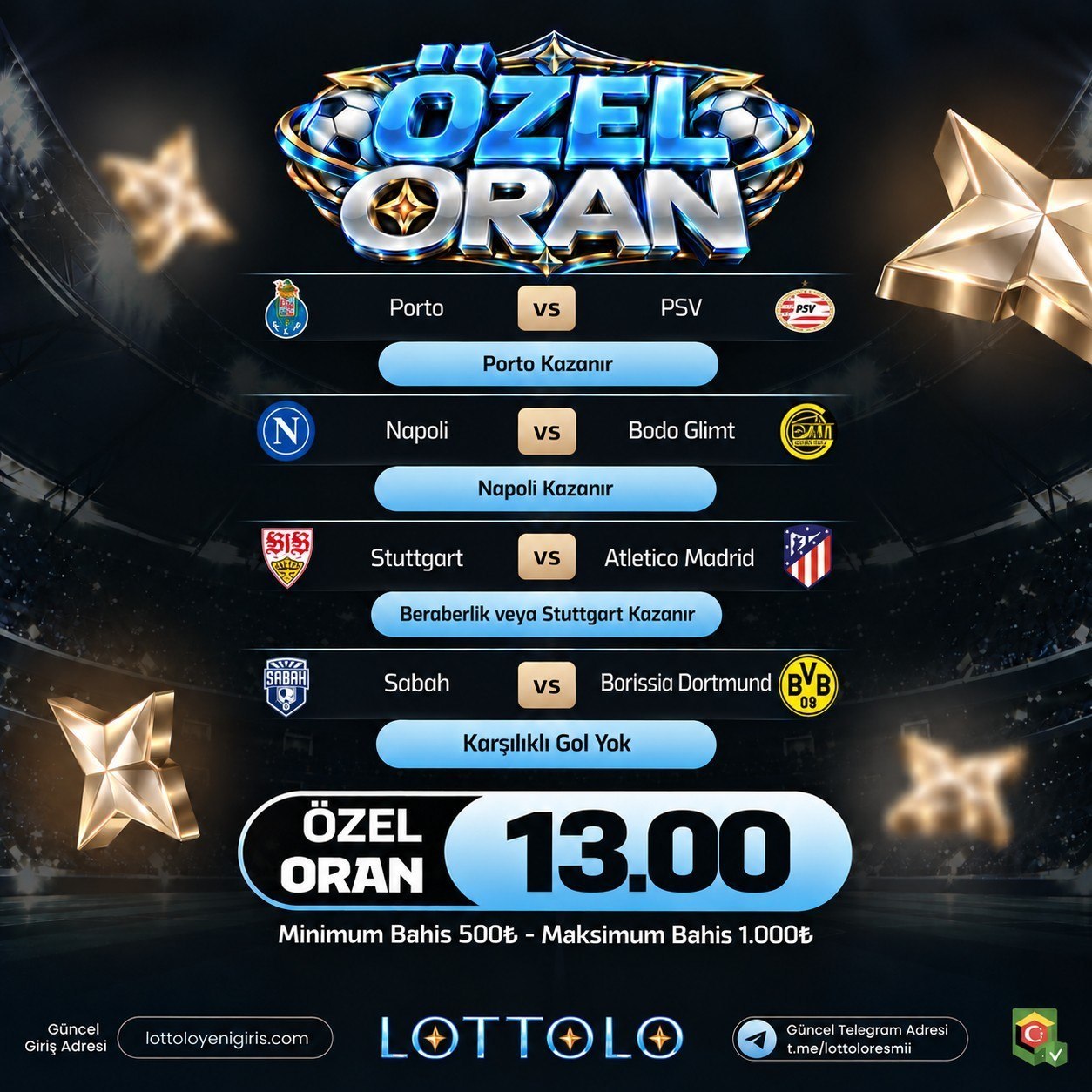 Lottolo 13 oran özel oran