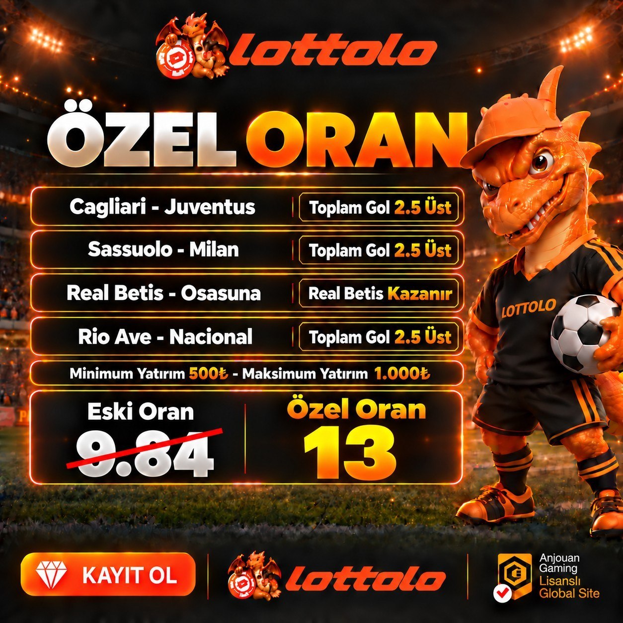 Lottolo 13 oran özel oran