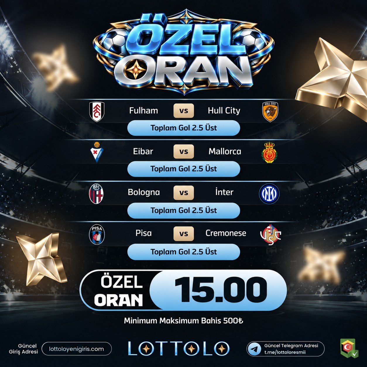 Lottolo 15 oran özel oran