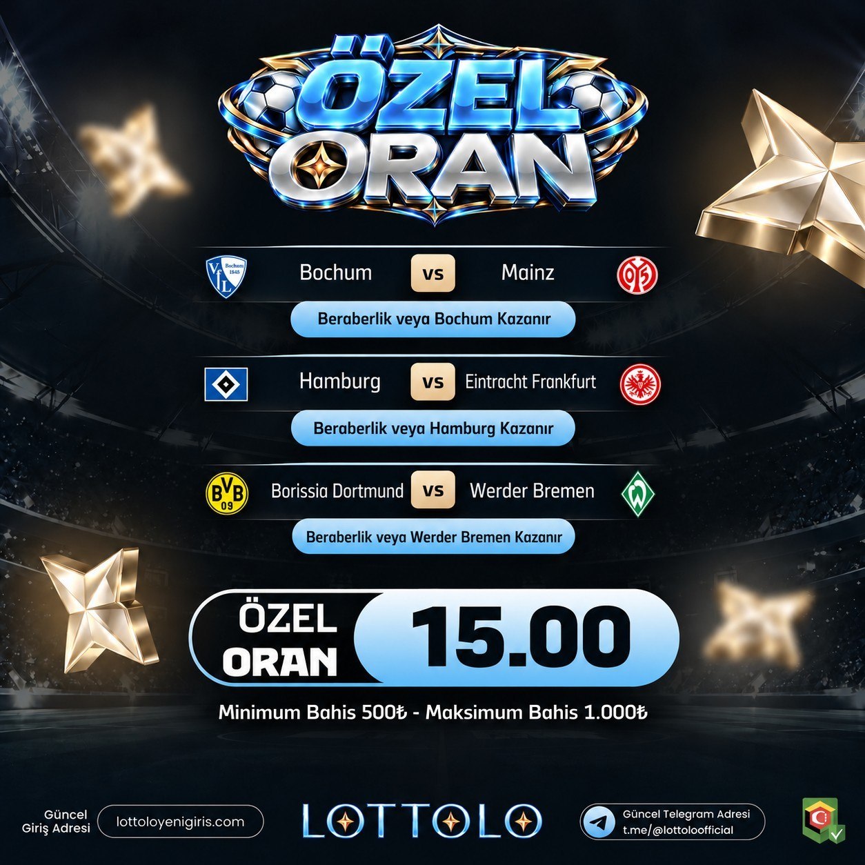 Lottolo 15 oran özel oran