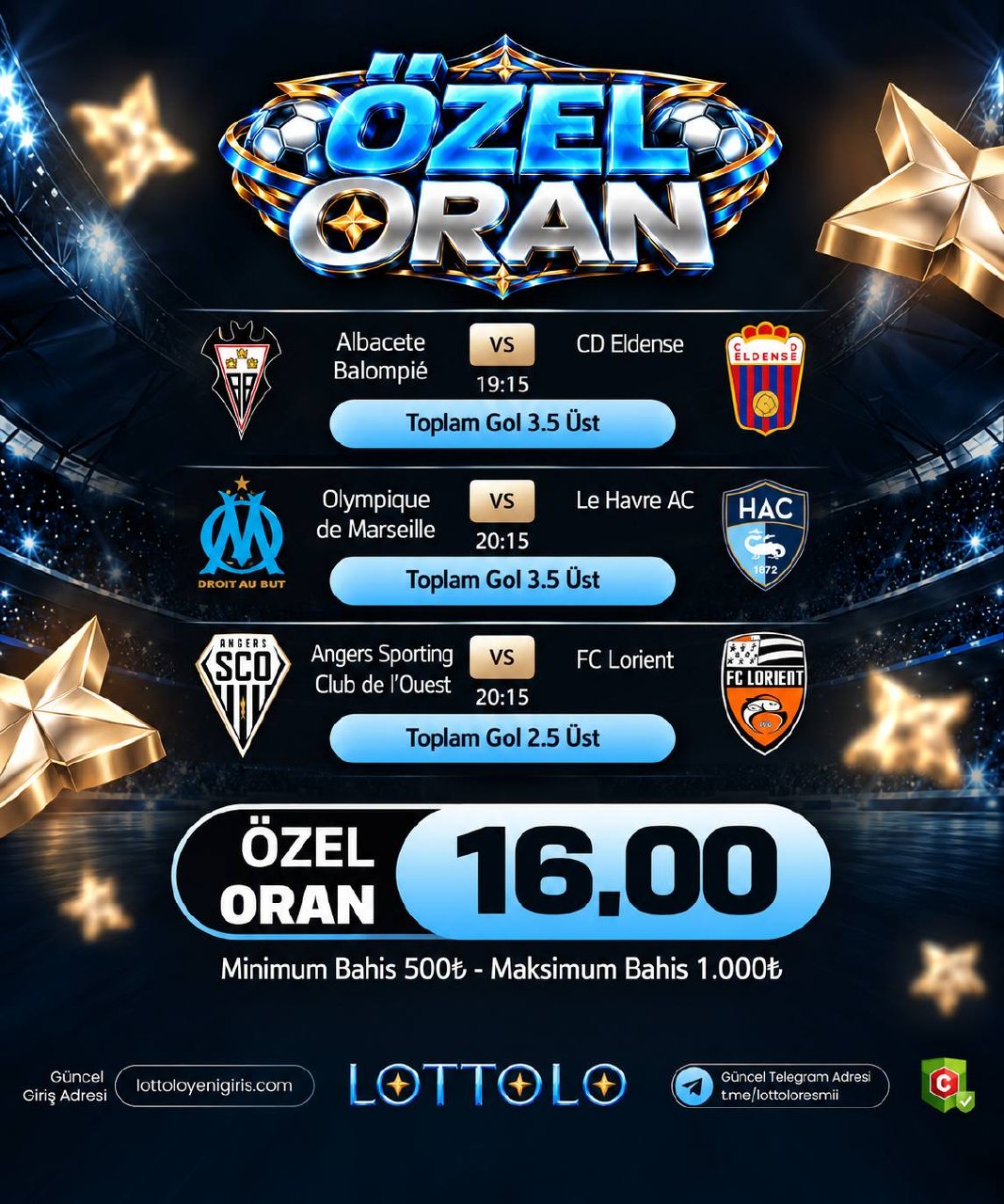 Lottolo 16 oran özel oran