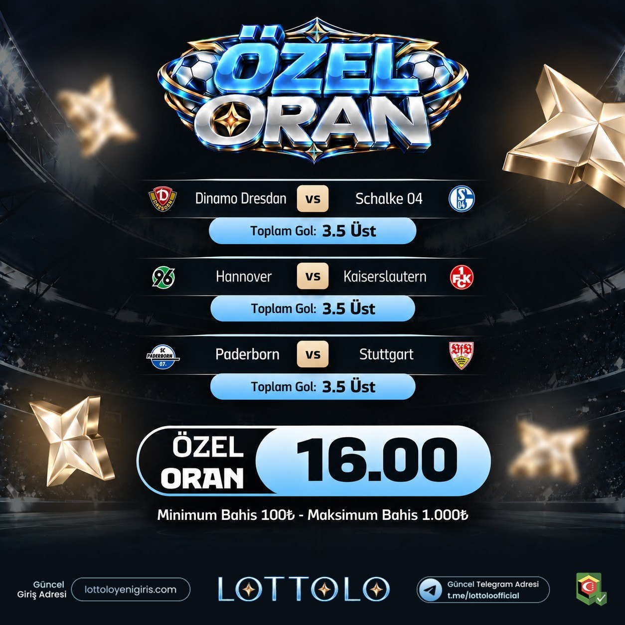 Lottolo 16 oran özel oran