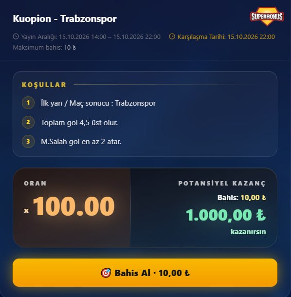 Padişahbet 100 oran özel oran