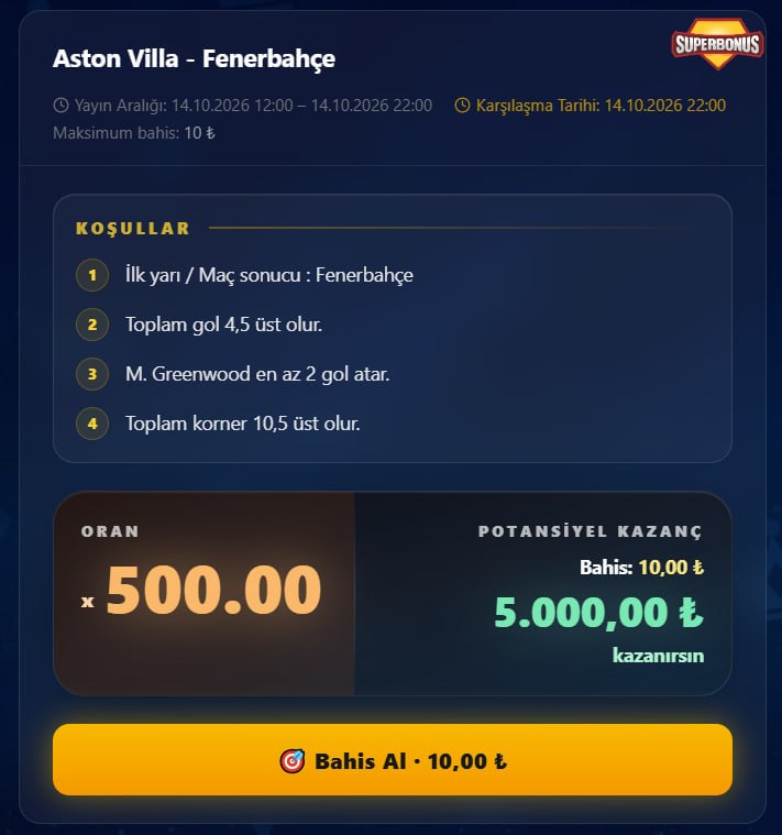Padişahbet 500 oran özel oran