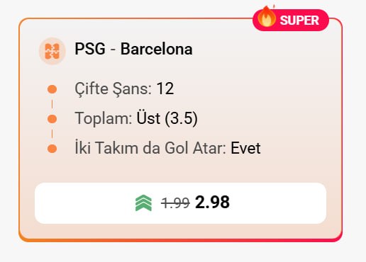 Superbetin 2,98 oran özel oran