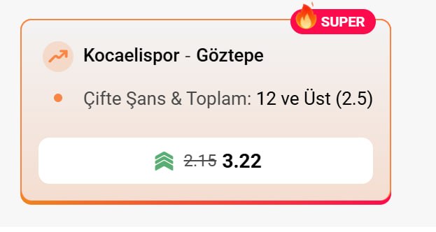 Superbetin 3,22 oran özel oran