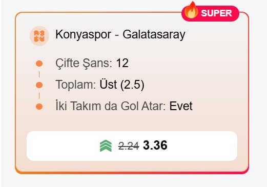 Superbetin 3,36 oran özel oran