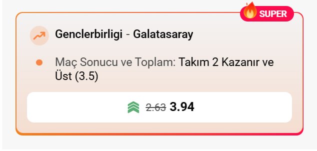 Superbetin 3,94 oran özel oran