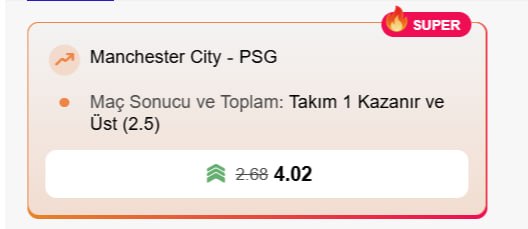 Superbetin 4,02 oran özel oran