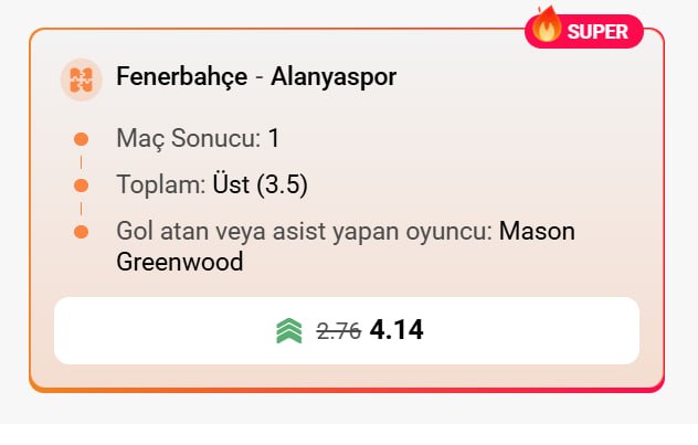 Superbetin 4,14 oran özel oran