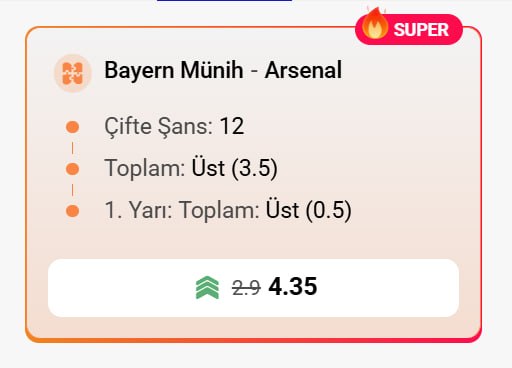 Superbetin 4,35 oran özel oran