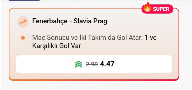 Superbetin 4,47 oran özel oran