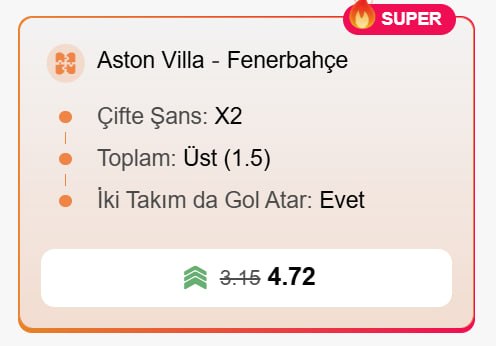Superbetin 4,72 oran özel oran
