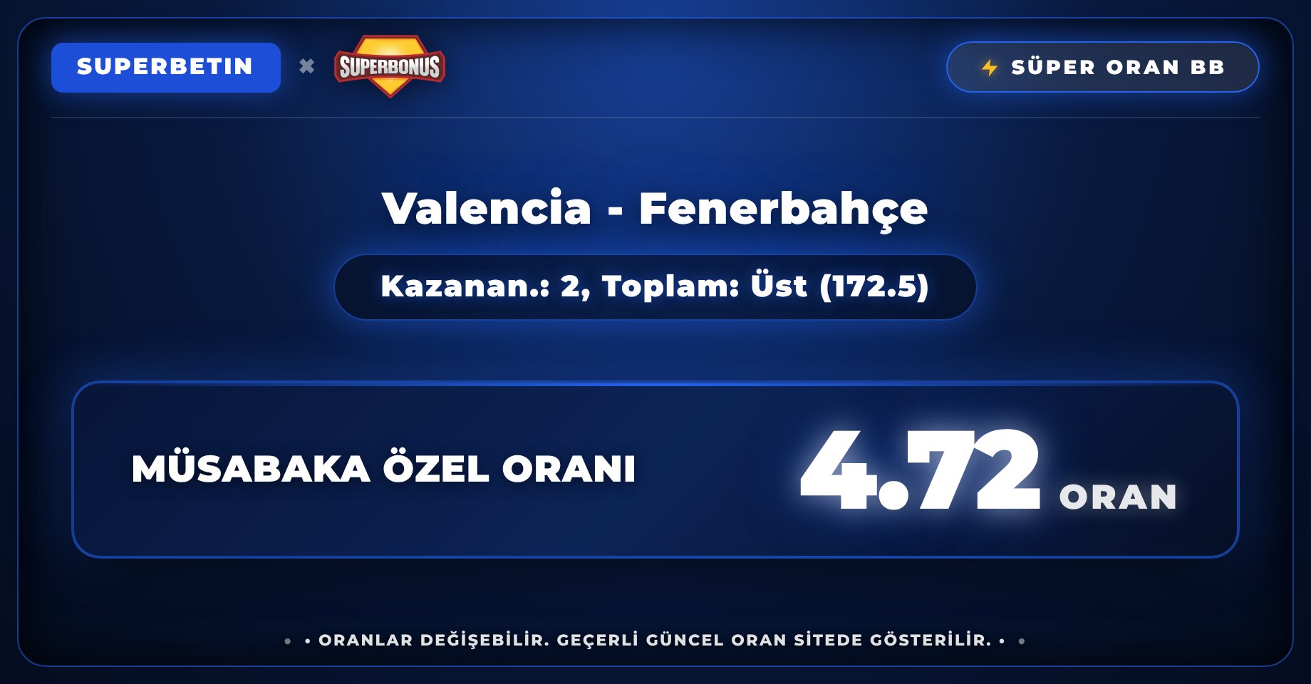 Superbetin 4,72 oran özel oran