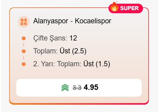 Superbetin 4,95 oran özel oran