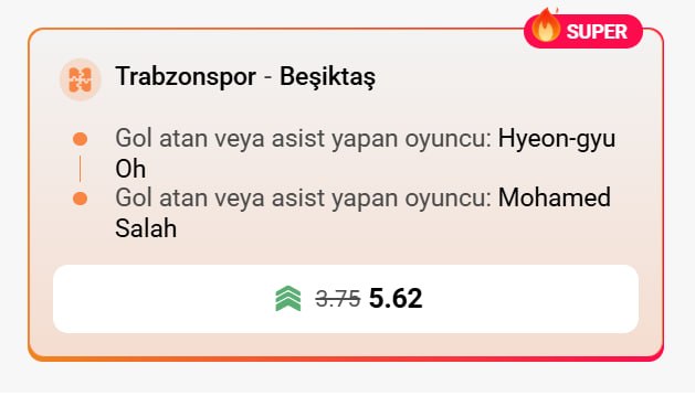 Superbetin 5,62 oran özel oran